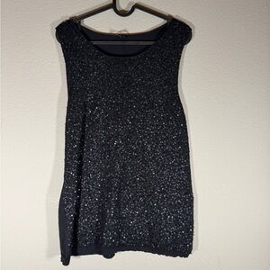Talbots XL Black Sequin Sleeveless Top